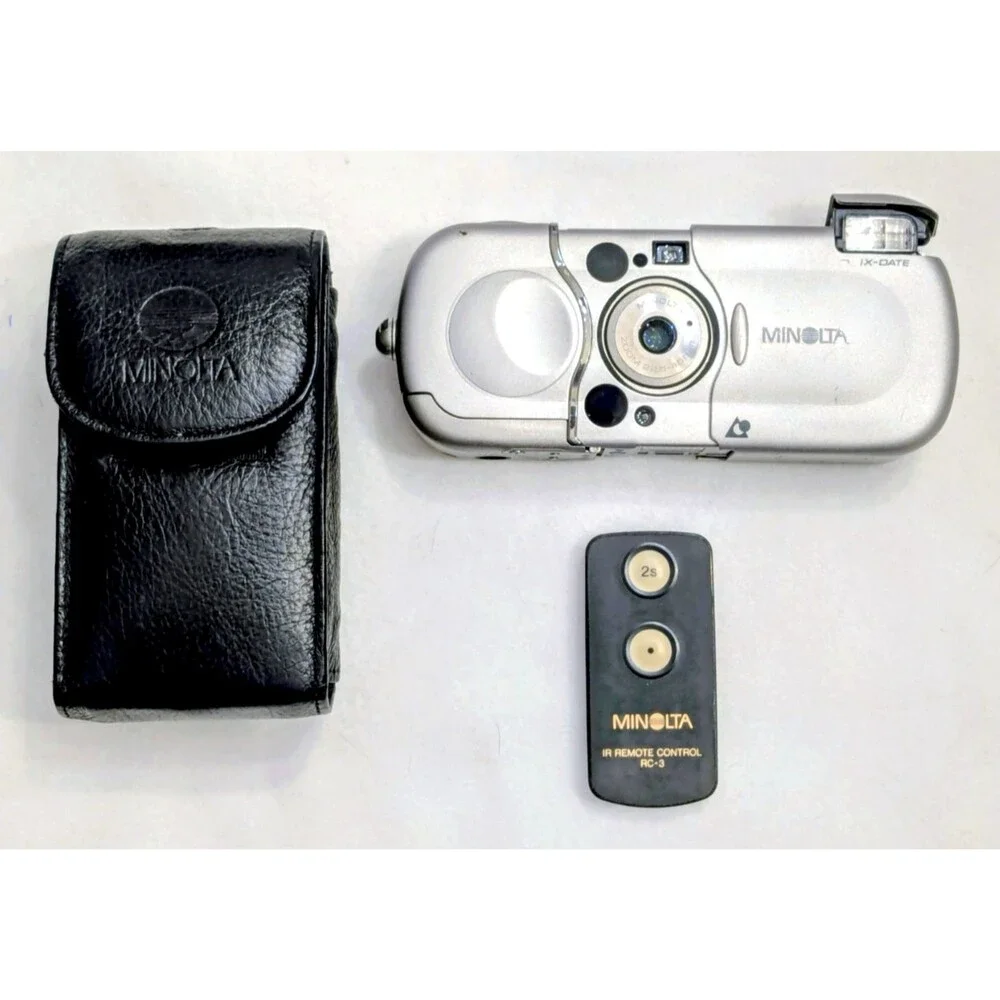 UNTESTED Minolta Vectis 2000 IX-Date zoom 22.5-45 MM APS Camera+Remote+Case GUC